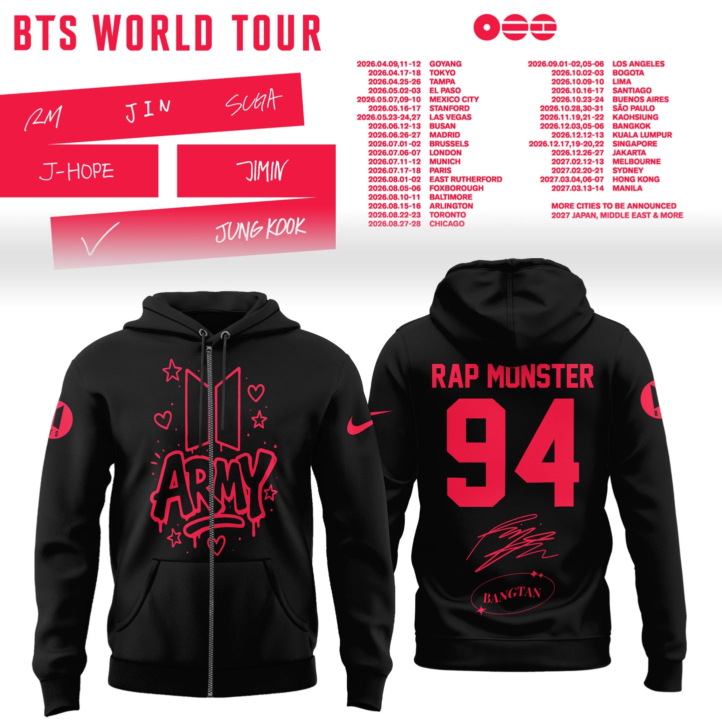 BTS Rap Monster World Tour 2026 Limited Edition Hoodie