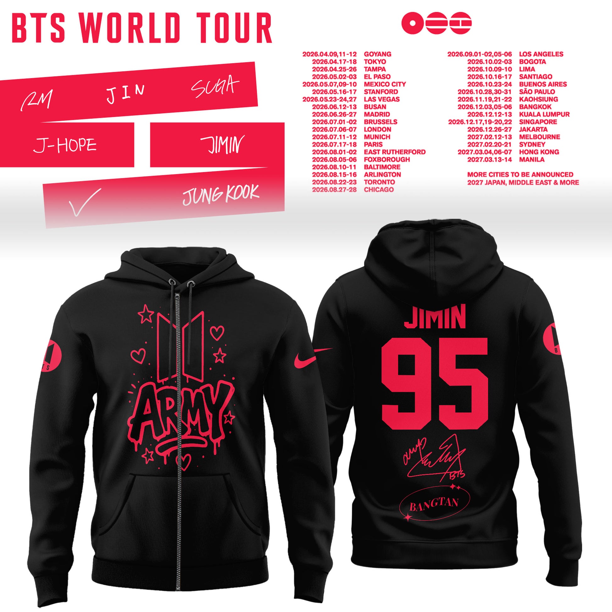 BTS Jimin World Tour 2026 Limited Edition Hoodie