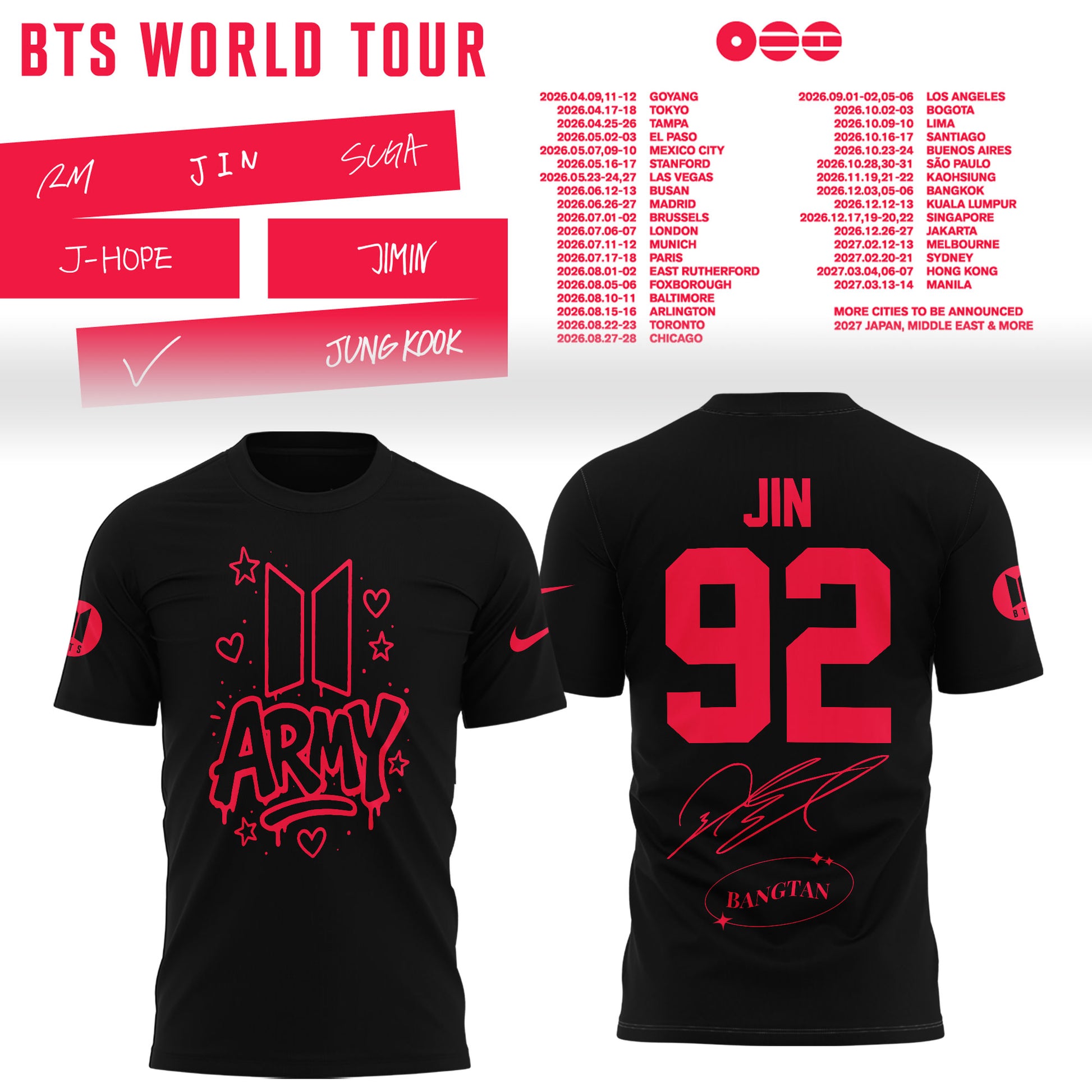BTS Jin World Tour 2026 Limited Edition Hoodie