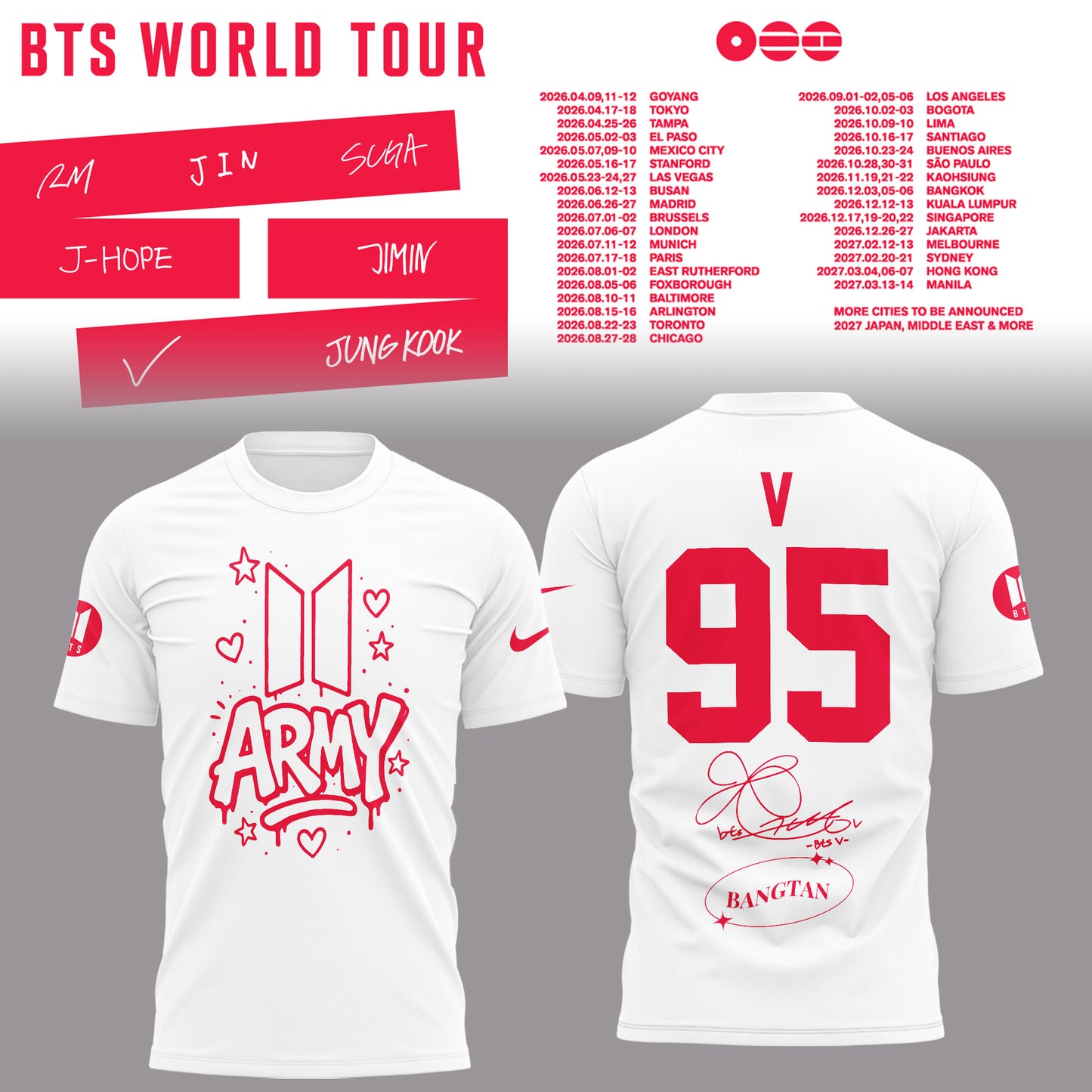 BTS V World Tour 2026 Limited Edition Hoodie