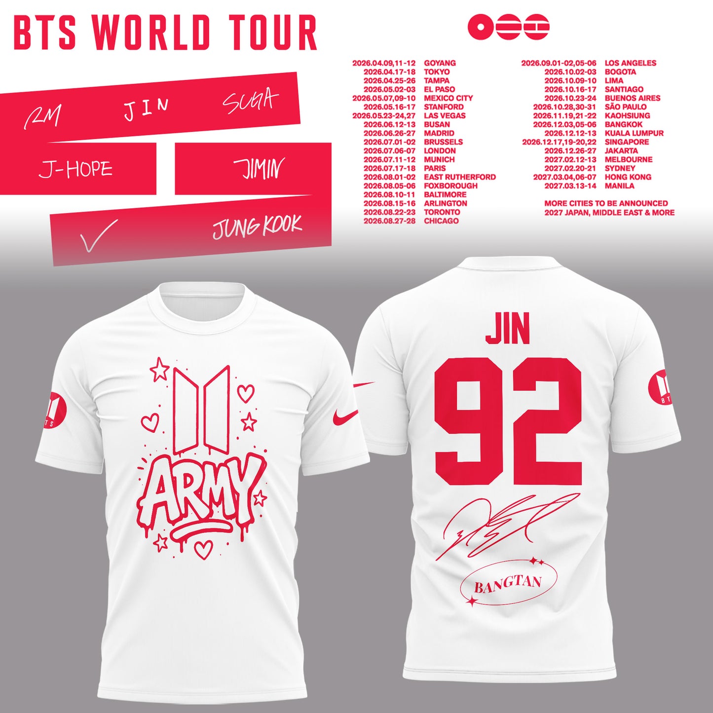 BTS Jin World Tour 2026 Limited Edition Hoodie