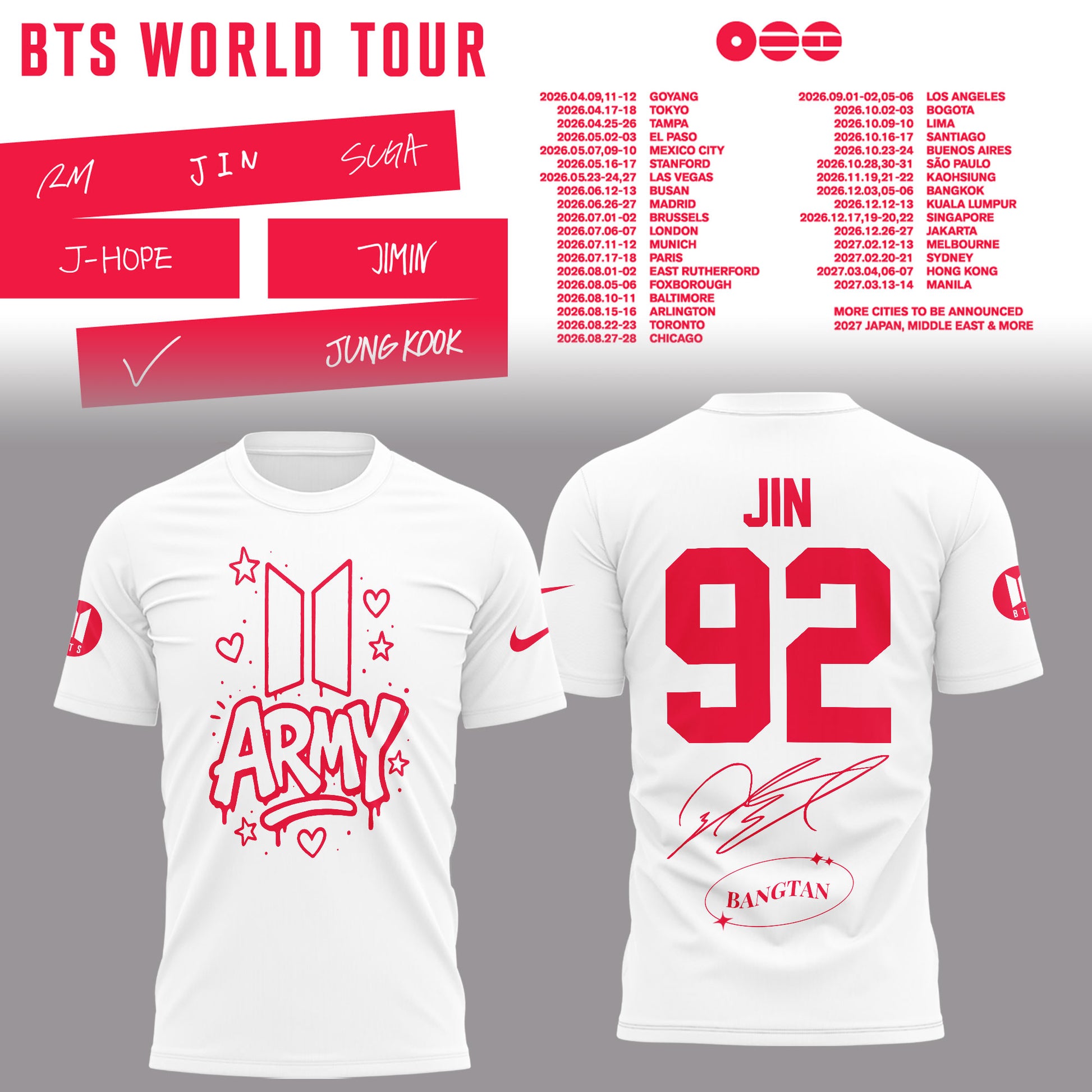 BTS Jin World Tour 2026 Limited Edition Hoodie