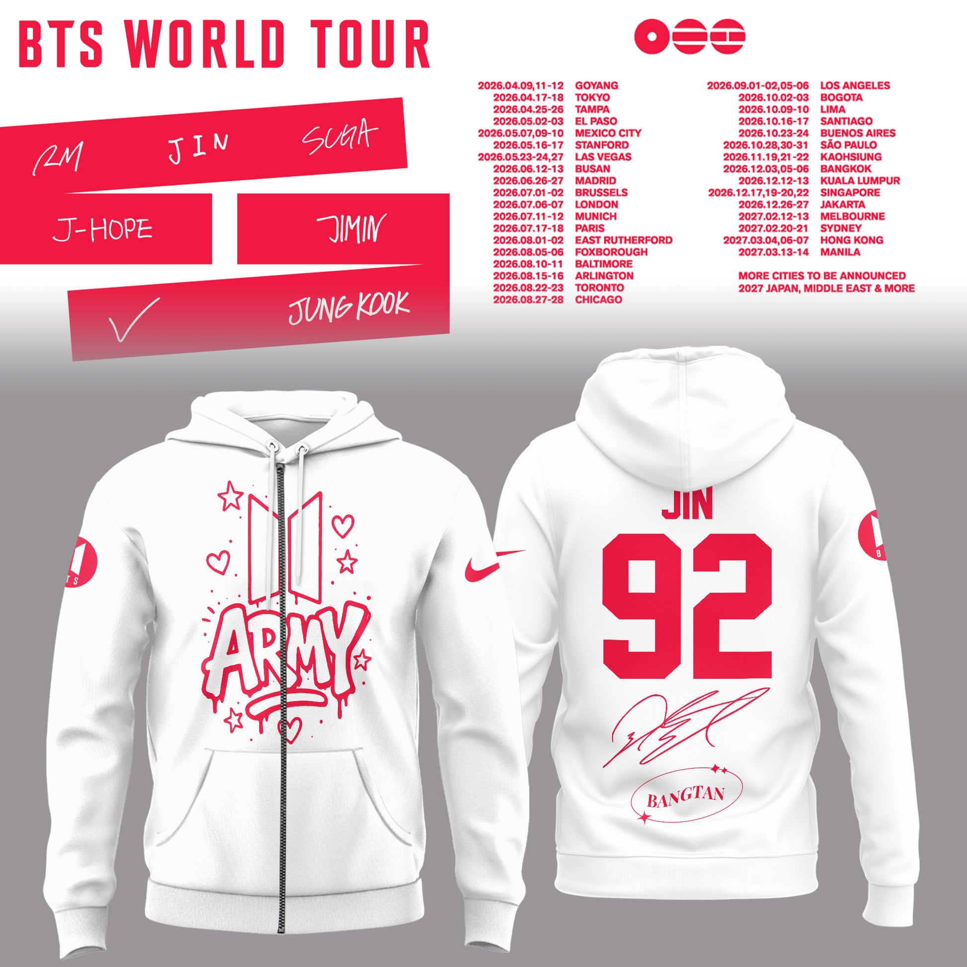 BTS Jin World Tour 2026 Limited Edition Hoodie