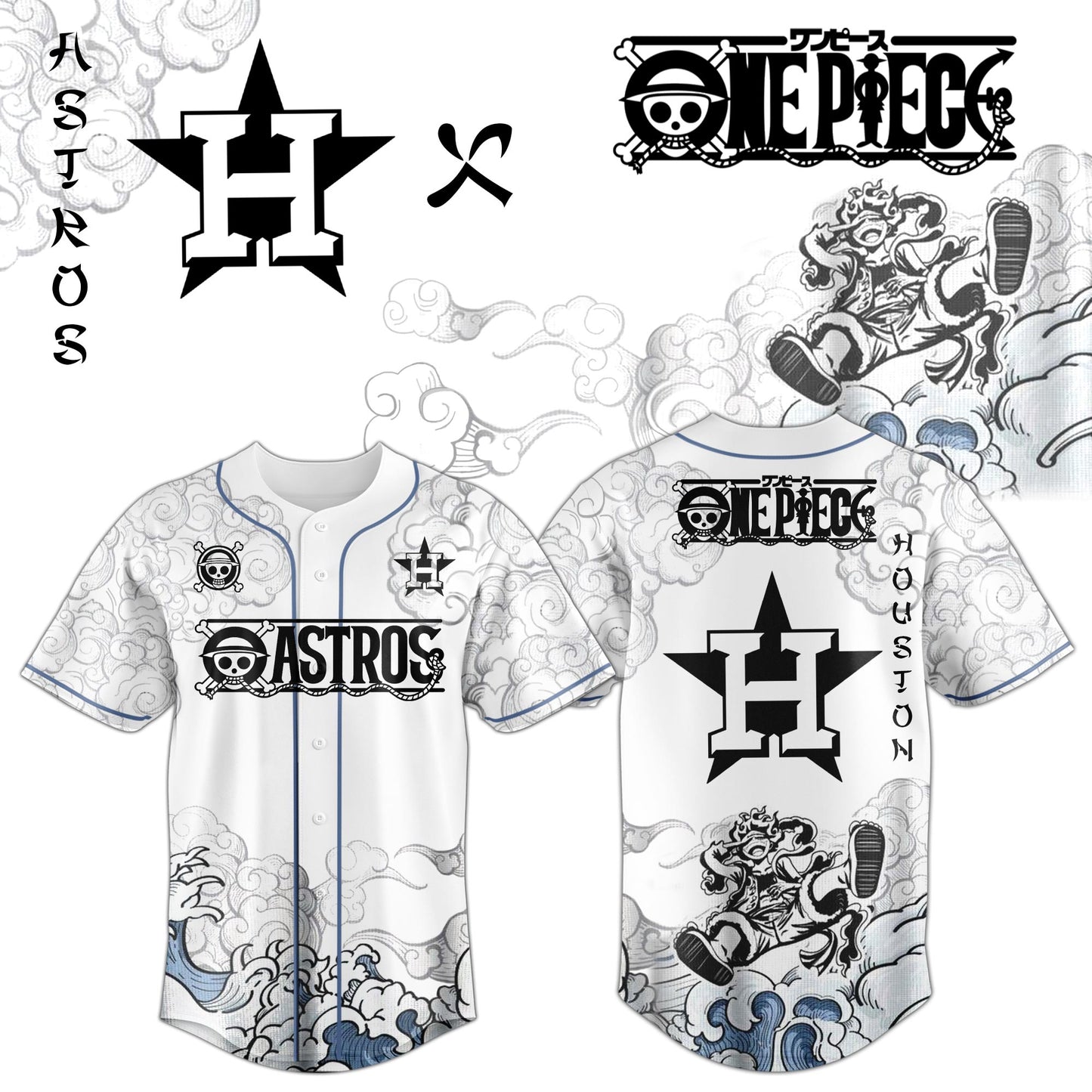 HOU x Luffy Gear 5 Baseball Jersey