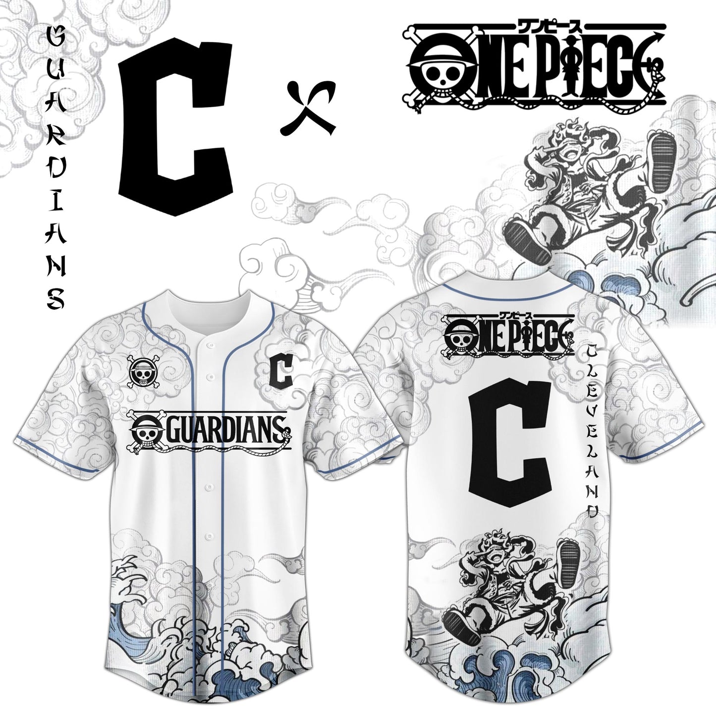CLE x Luffy Gear 5 Baseball Jersey