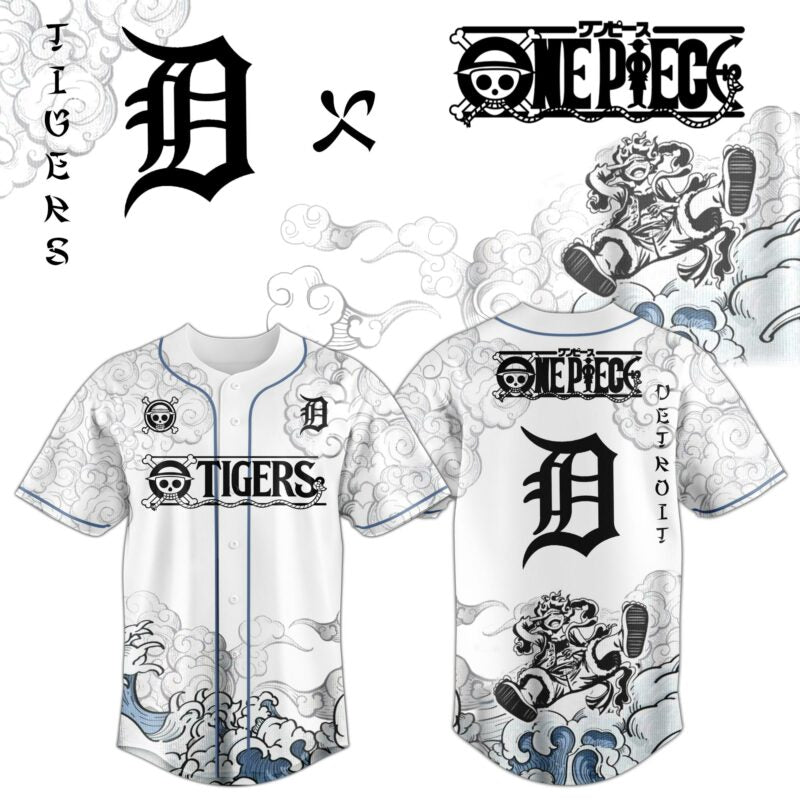 DET x Luffy Gear 5 Baseball Jersey