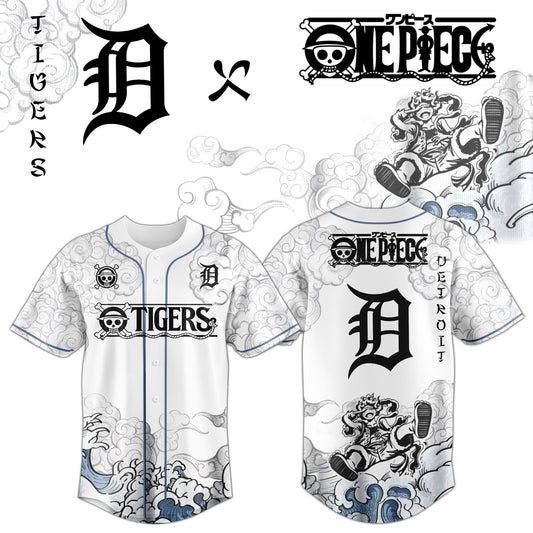 DET x Luffy Gear 5 Baseball Jersey