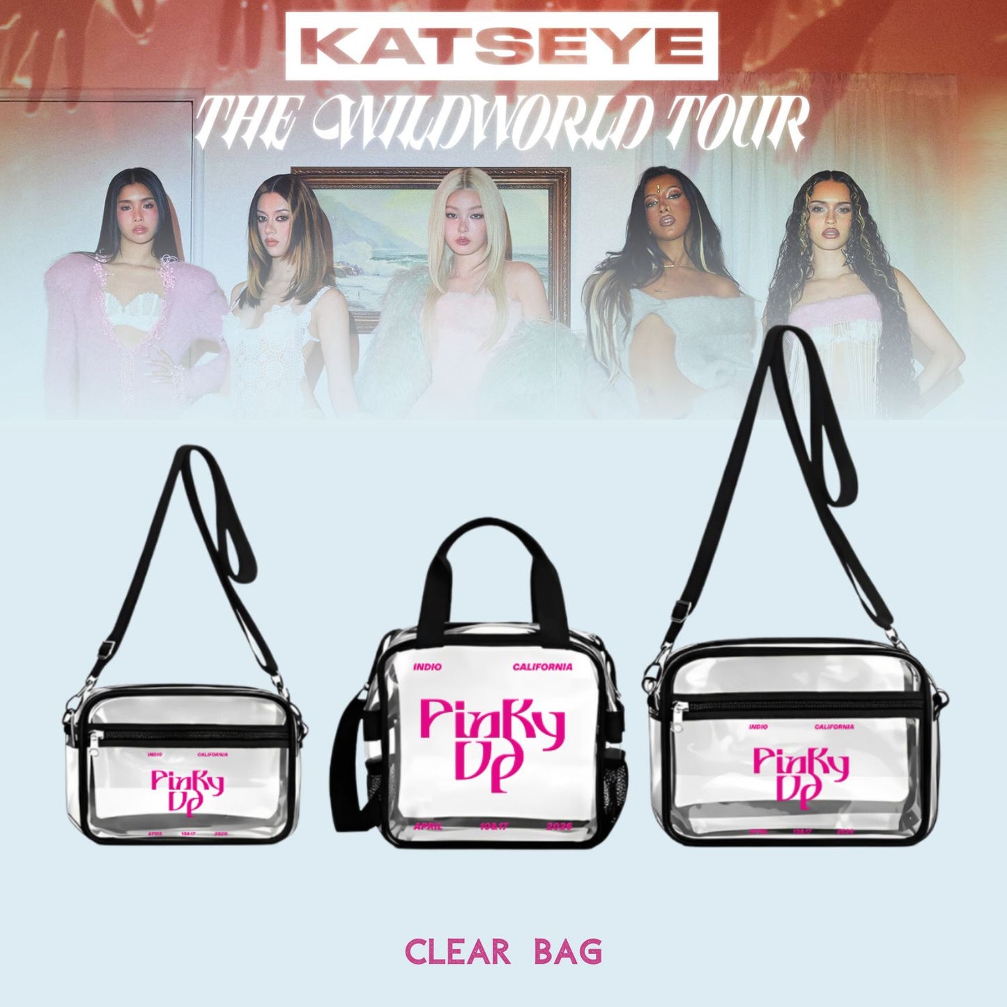 Combo KATSEYE THE WILDWORLD TOUR Clear Concert Bag + Keychain