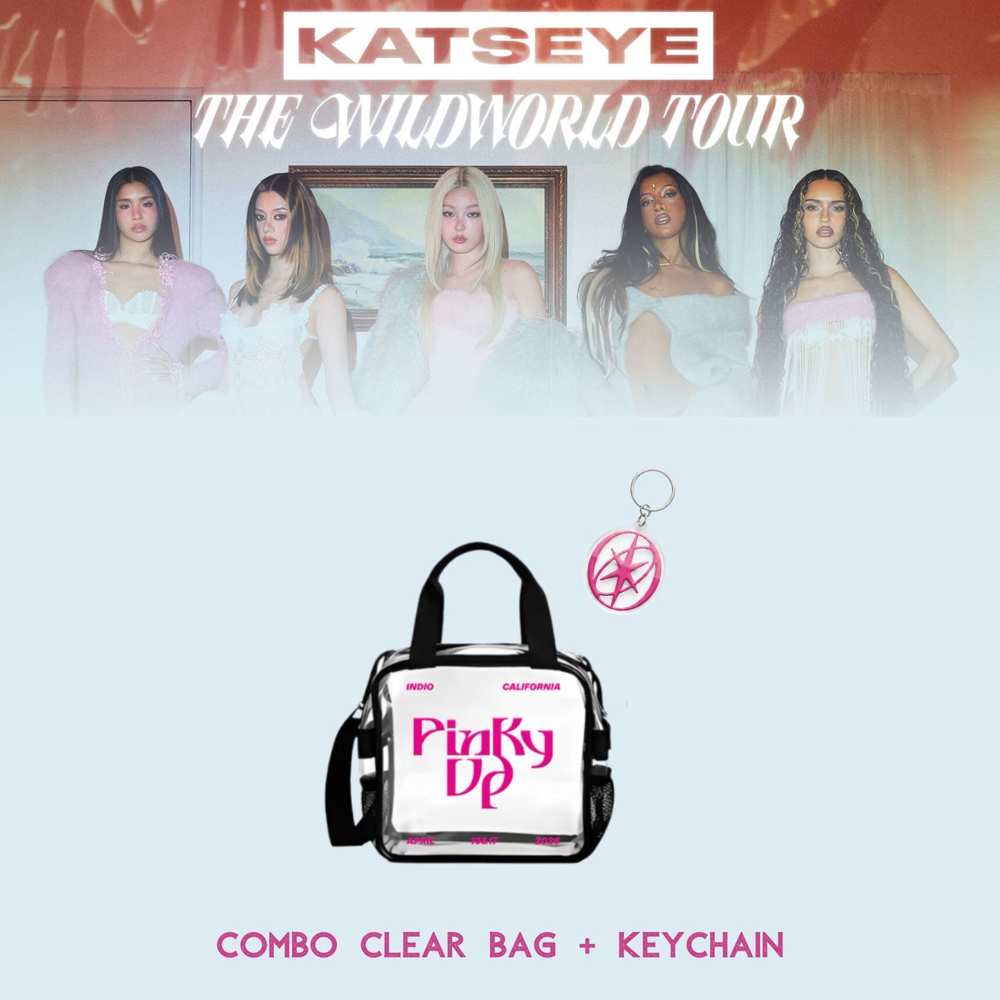 Combo KATSEYE THE WILDWORLD TOUR Clear Concert Bag + Keychain