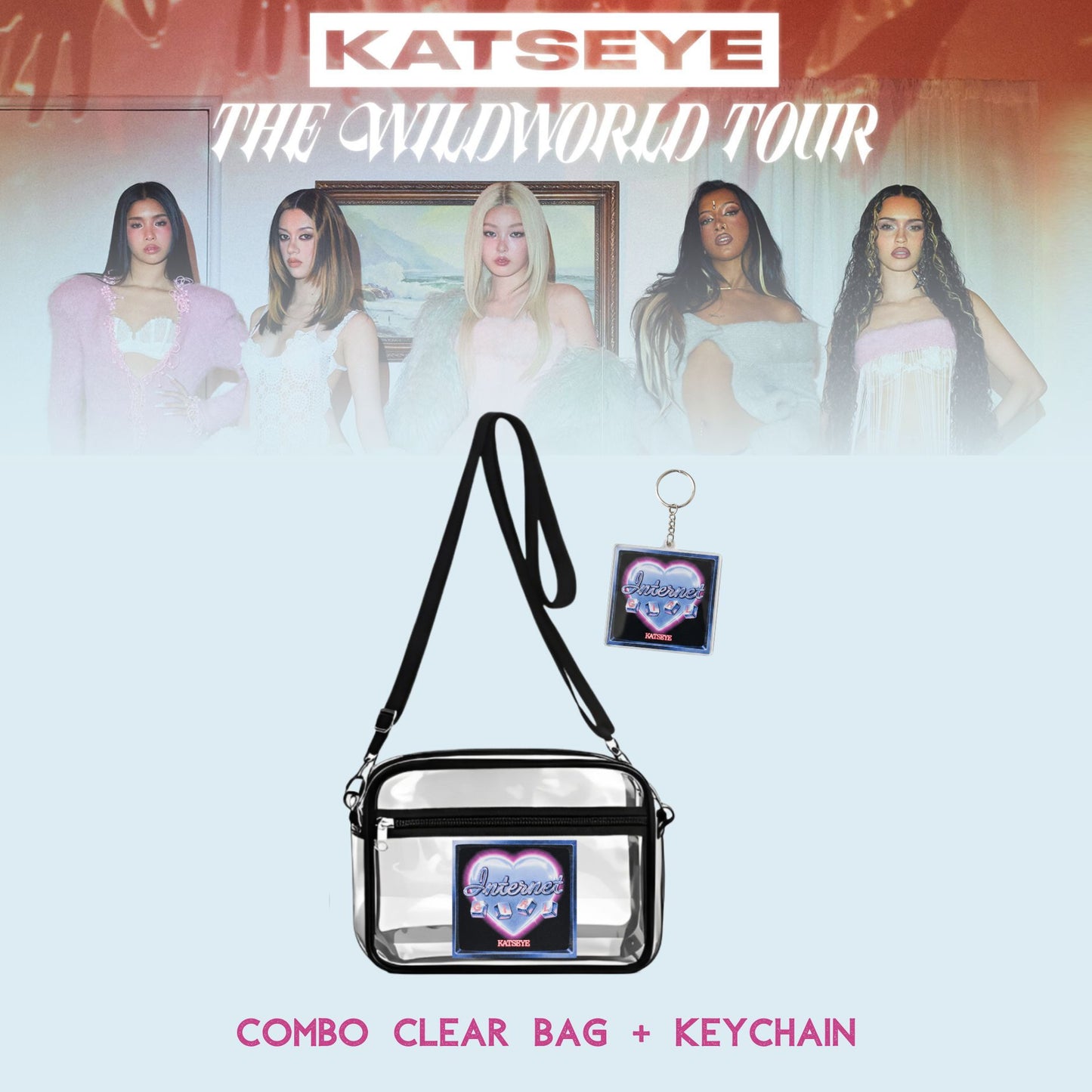 Combo KATSEYE THE WILDWORLD TOUR Stadium Bag + Keychain