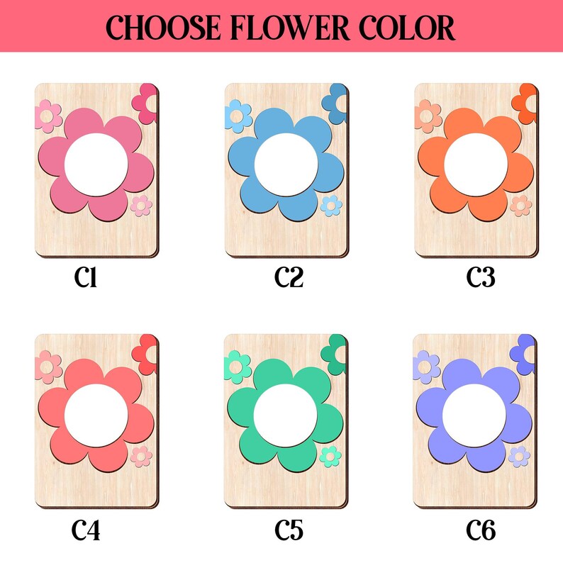 Personalized Mother Photo Magnet: Flower Wood Picture Frame, Mother Day Gift