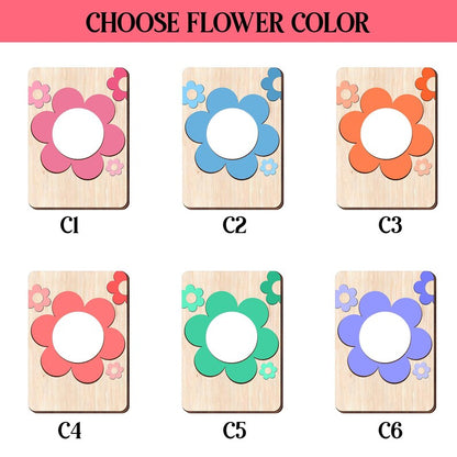 Personalized Mother Photo Magnet: Flower Wood Picture Frame, Mother Day Gift