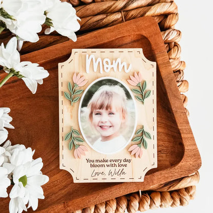 Personalized Photo Magnet, Custom Photo Frame Magnet, Custom Flower Picture Magnet, Mom Magnet, Grandma Magnet, Mother's Day Gift