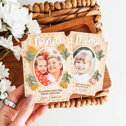 Personalized Photo Magnet, Custom Photo Frame Magnet, Custom Flower Picture Magnet, Mom Magnet, Grandma Magnet, Mother's Day Gift