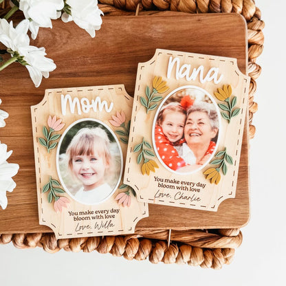 Personalized Photo Magnet, Custom Photo Frame Magnet, Custom Flower Picture Magnet, Mom Magnet, Grandma Magnet, Mother's Day Gift