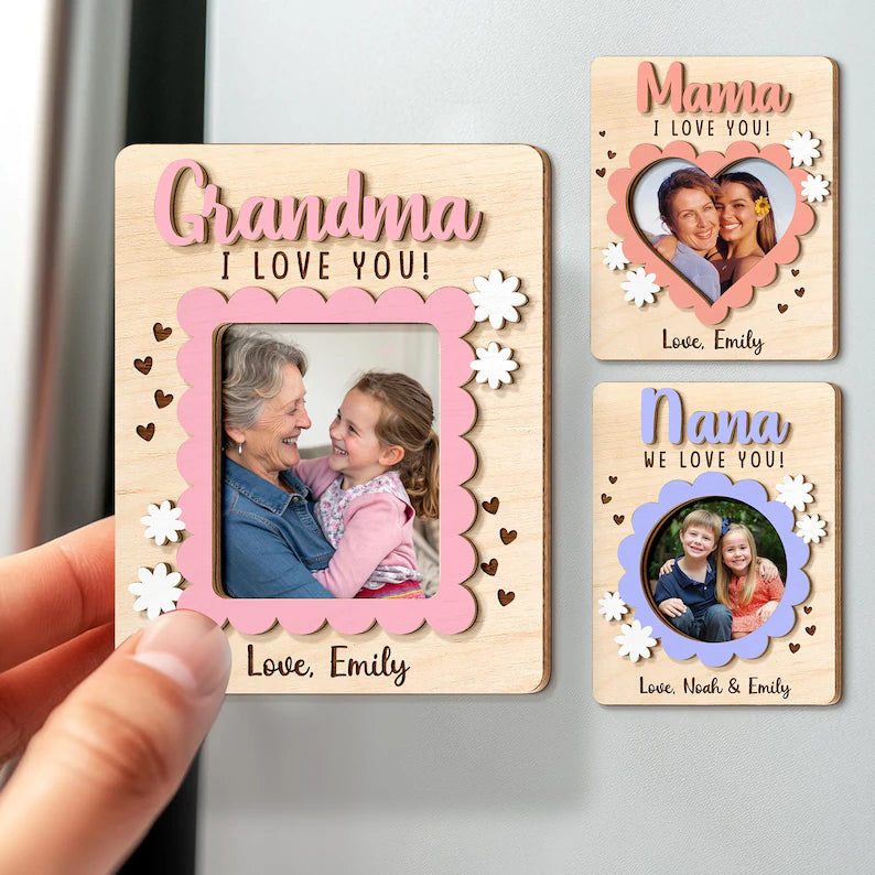 Custom Mom And Kids Frame Photo Magnet: Mom And Daughter Photo Magnet Gift, Mothers Day Gift For Mom
