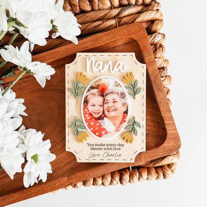 Personalized Photo Magnet, Custom Photo Frame Magnet, Custom Flower Picture Magnet, Mom Magnet, Grandma Magnet, Mother's Day Gift