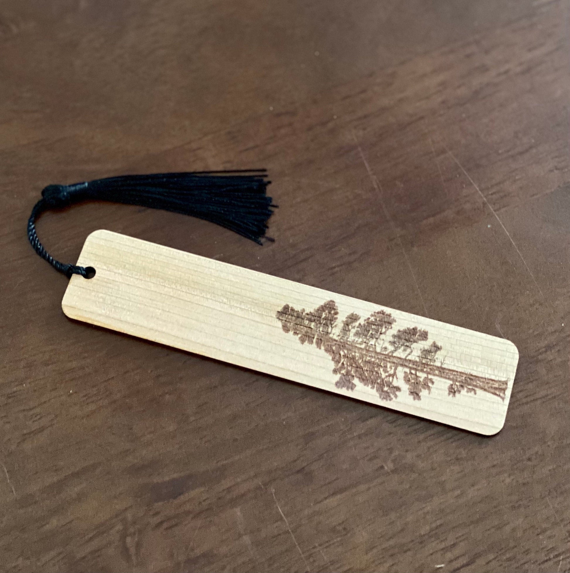 Pine Tree Engraved Wood Bookmark with Optional Personalization - Gift for Him or Her - Handmade Wood Bookmark