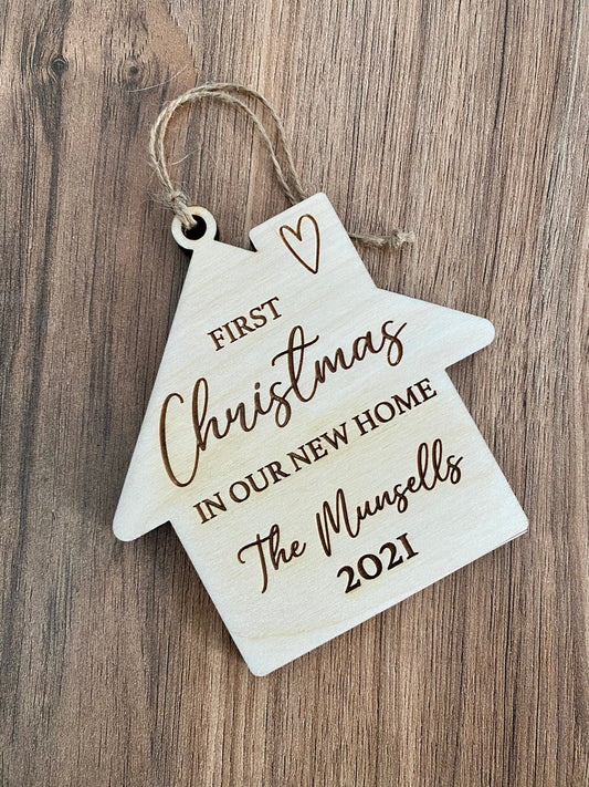 First Home Christmas Ornament - Personalized Engraved Wood Christmas Ornament