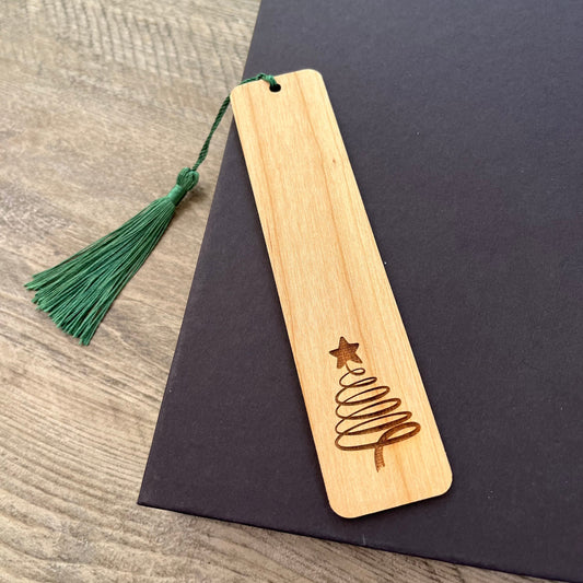 Christmas Tree - Engraved Wood Bookmark with Optional Personalization - Custom Gift - Handmade Wood Bookmark